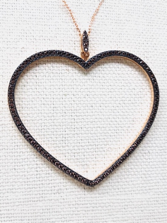 Jewelry - Rose gold sterling silver crystal heart 💖 pendant necklace, NWOT